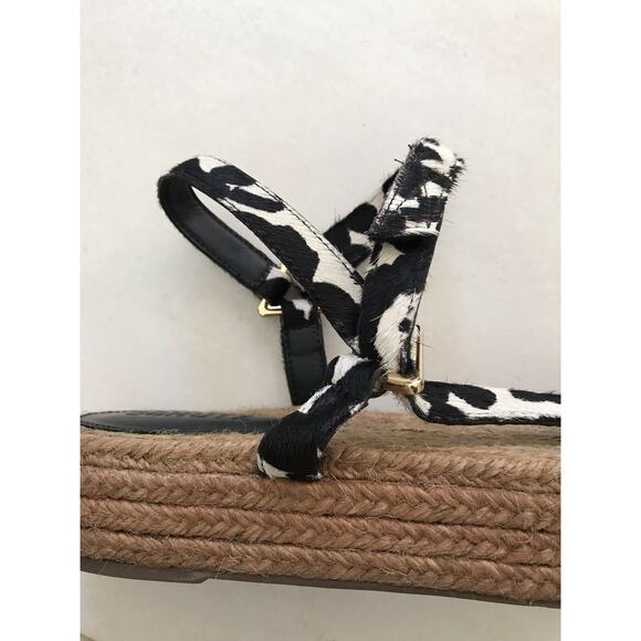 Schutz Sandalia Salto Baixo Platform Jute Animal Print Sandals - Picture 10 of 12